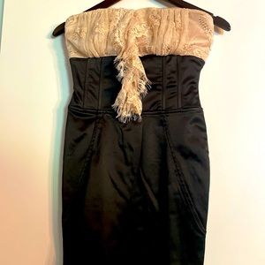 Bebe XS Little black dress with beige details